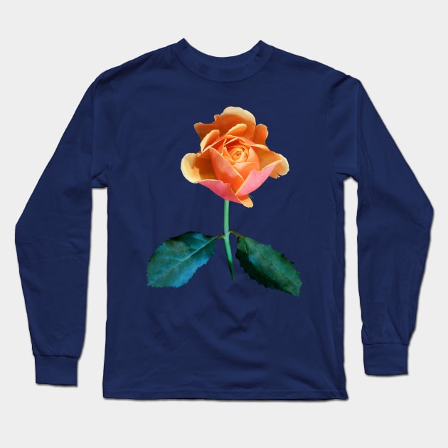 Orange and Pink Rose Long Sleeve T-Shirt by SusanSavad